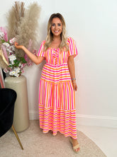 The Vera - Pink & Orange Striped Maxi Dress